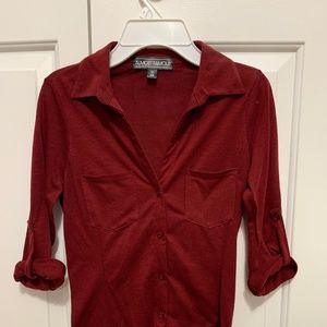 cute burgundy button-down